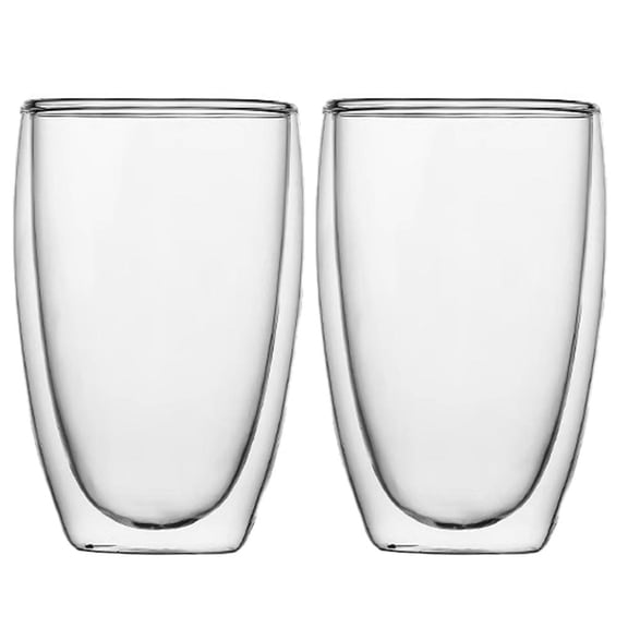 Double-Walled Insulated Clear Glass Cocktail Glasses for Serving Drinks with Two Size Options