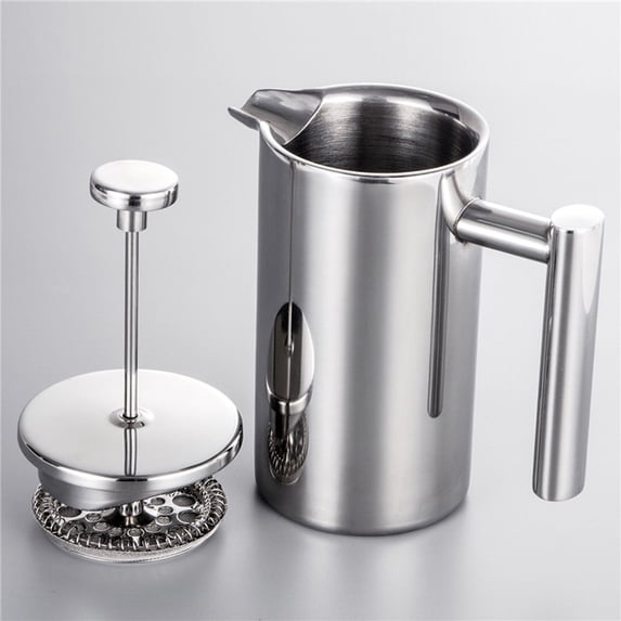 Double Walled Stainless Steel French Press Coffee Maker, Heat Insulated Coffee Pot, 350ml/800ml/1000ml Multi-Size Portable Coffee Brewer for Home Office Daily Use