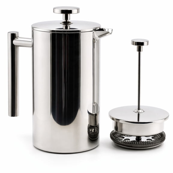 Double-Walled Stainless Steel French Press Coffee Maker - Rust-Free 304 Grade Steel - Granule-Free Coffee and Tea Brewer - Stylish and Durable Design 32oz