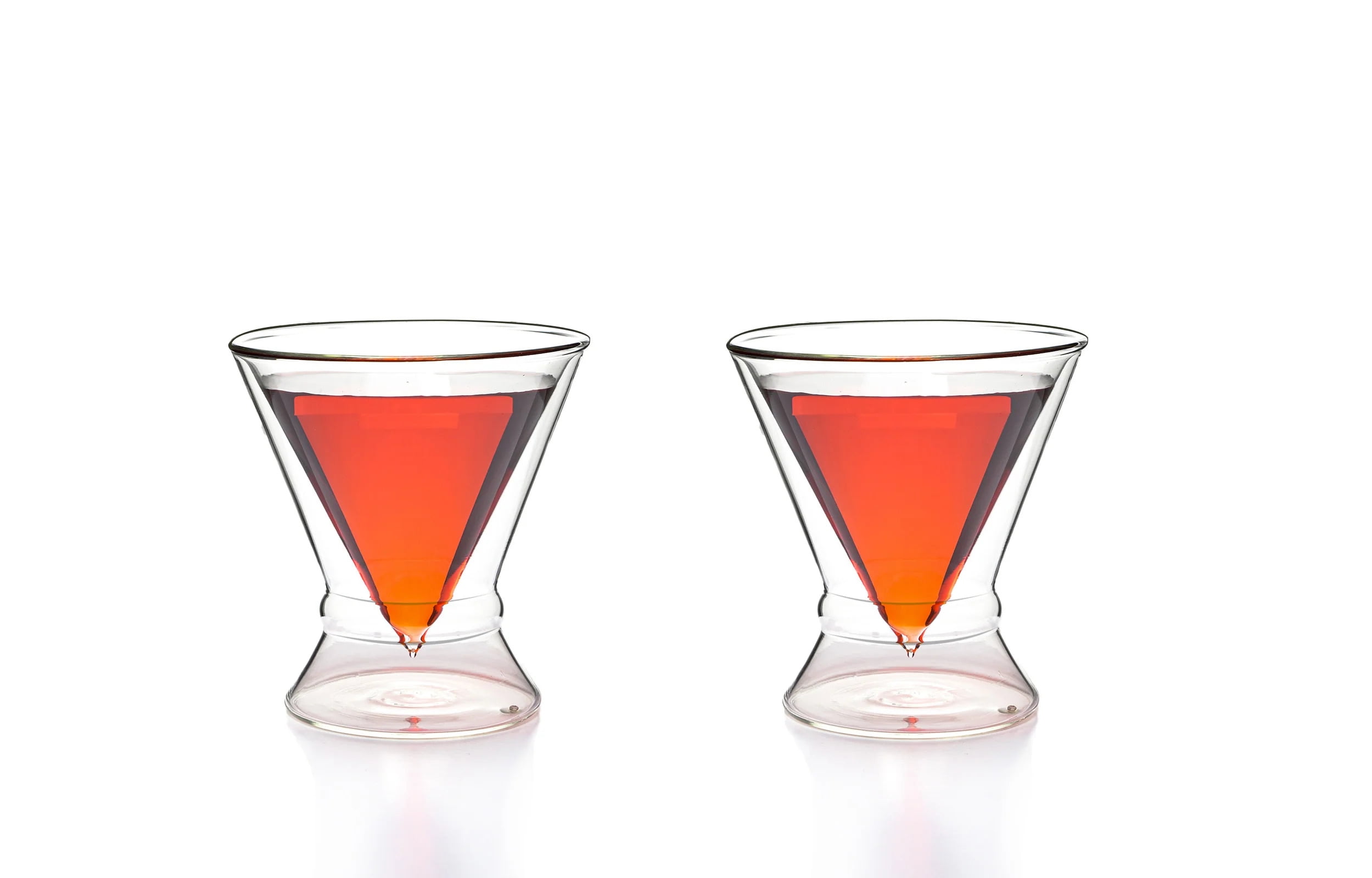 Set of 2 Dizzy Cocktail Glasses by Crate and Barrel Stemless Martini Glasses /cocktail Martini Glasses 