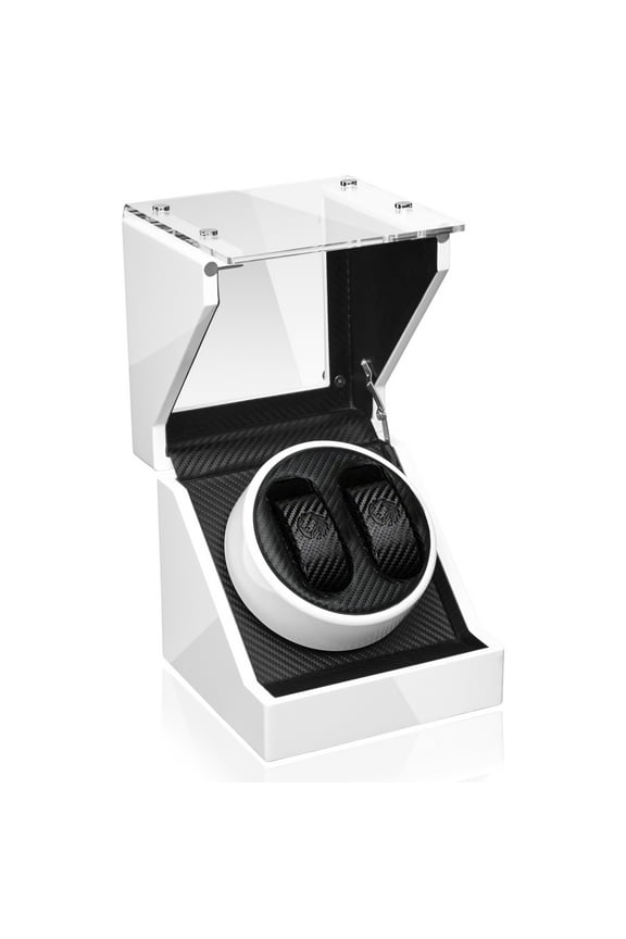 Double Watch Winder for Automatic Watches, Black White Automatic Watch Winders with Quiet Japanese Mabuchi Motor for Men Women