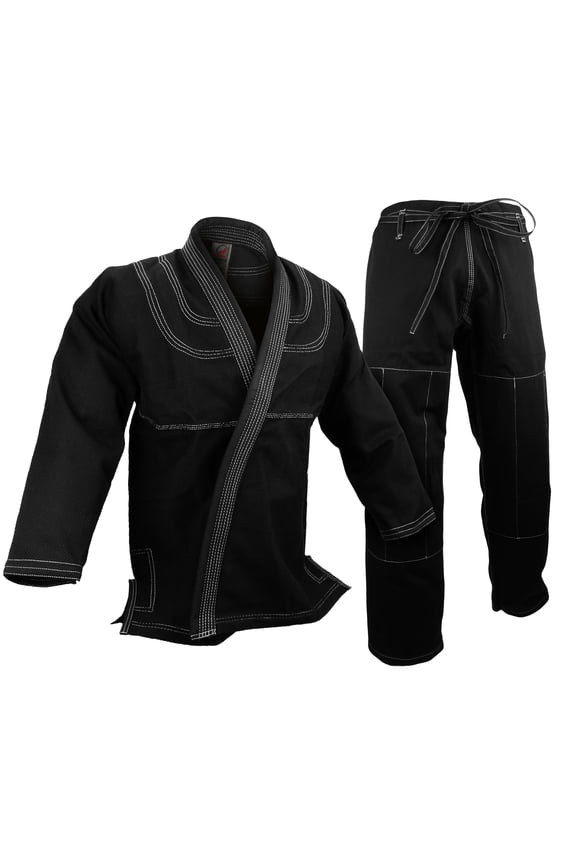 BJJ Gi Kimono, 100% cotton Preshrunk, Jiu Jitsu Black Uniform set 500G Gi
