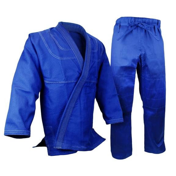 Double Weave BJJ Gi Kimono, 100% cotton Preshrunk, Jiu Jitsu Blue Uniform set 500G Gi