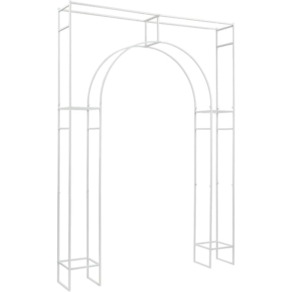 Double Wedding Arch Backdrop Stand Square White Metal Balloon Arch Stand Garden Arbor Backdrop Frame for Wedding Birthday Party  Shower Photo Background Decoration 5.9FTx8.2FT (White)
