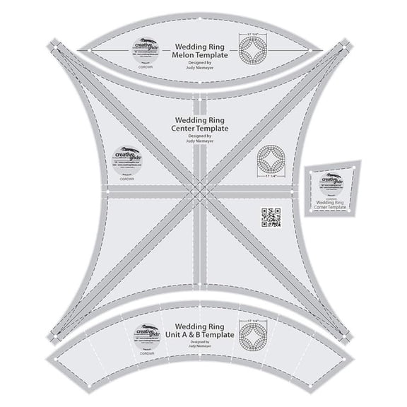 Double Wedding Ring Quilt Ruler  CGRDWR  11in Acrylic Template for Quilting, Sewing & Patchwork  Non-Slip Grip, Made in USA