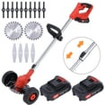 thumbnail image 1 of Double Wheel Cordless Electric Lawn Mower Adjustable Length Garden Pruning Cutter Tool with 2 Battery, 1 of 9