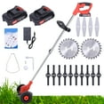 thumbnail image 1 of Double Wheel Cordless Electric Lawn Mower Adjustable Length Garden Pruning Cutter Tool with 2 Battery, 1 of 10