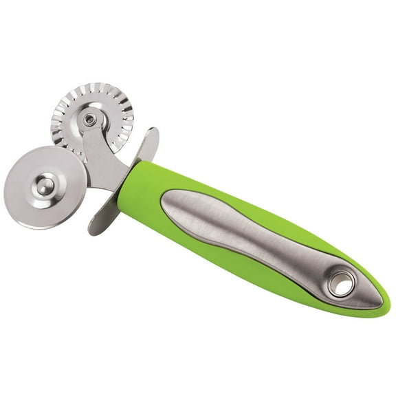 Double Wheel Pastry Cutter - Versatile 2-in-1 Design | Smooth and Fluted Edges | Ideal for Pies, Pasta, and Dough | Durable Metal Construction | Non-Slip Polypropylene Handle for Comfort and Control