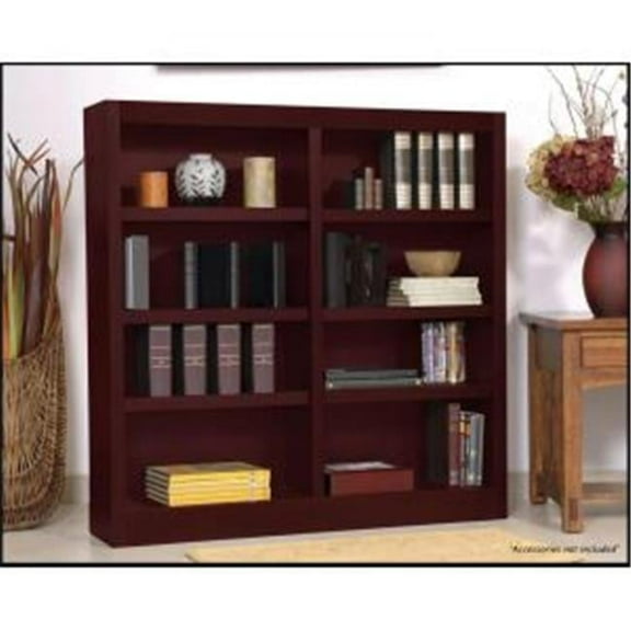 Double Wide Bookcase, Cherry Finish 8 Shelves