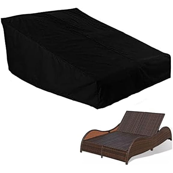 Double Wide Patio Chaise Lounge Chair Cover Waterproof 82in Outdoor Patio 2 Person Rattan Daybed Sofa Recliner Chaise Longue Protector Dust Furniture Covers