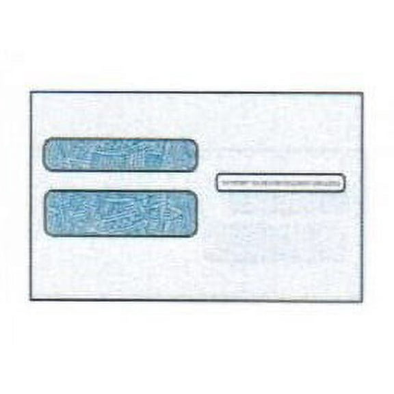 Double Window Envelopes for Standard W-2 and Printed Laser Forms, 5-3/4" x 9-1/4", Imprint, Side Seam 24-lb White Vellum Finish, Wesco Blue Inside Security Tint (SFI Certified) - Box of 500 Envelopes