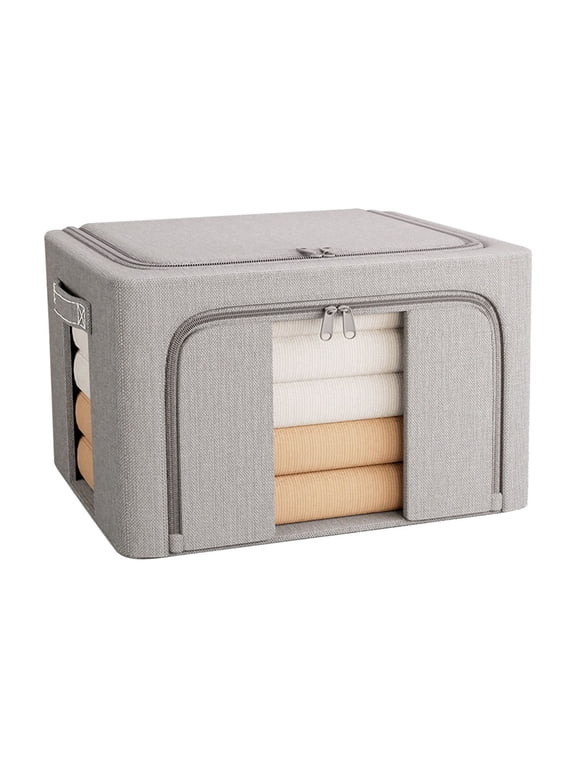 Double Window Fabric Storage Bin, Thickened Clothes Organizer Box with Clear View Panels, Waterproof Moving and Packing Container for T-Shirts and Household Items, Versatile Storage Solution