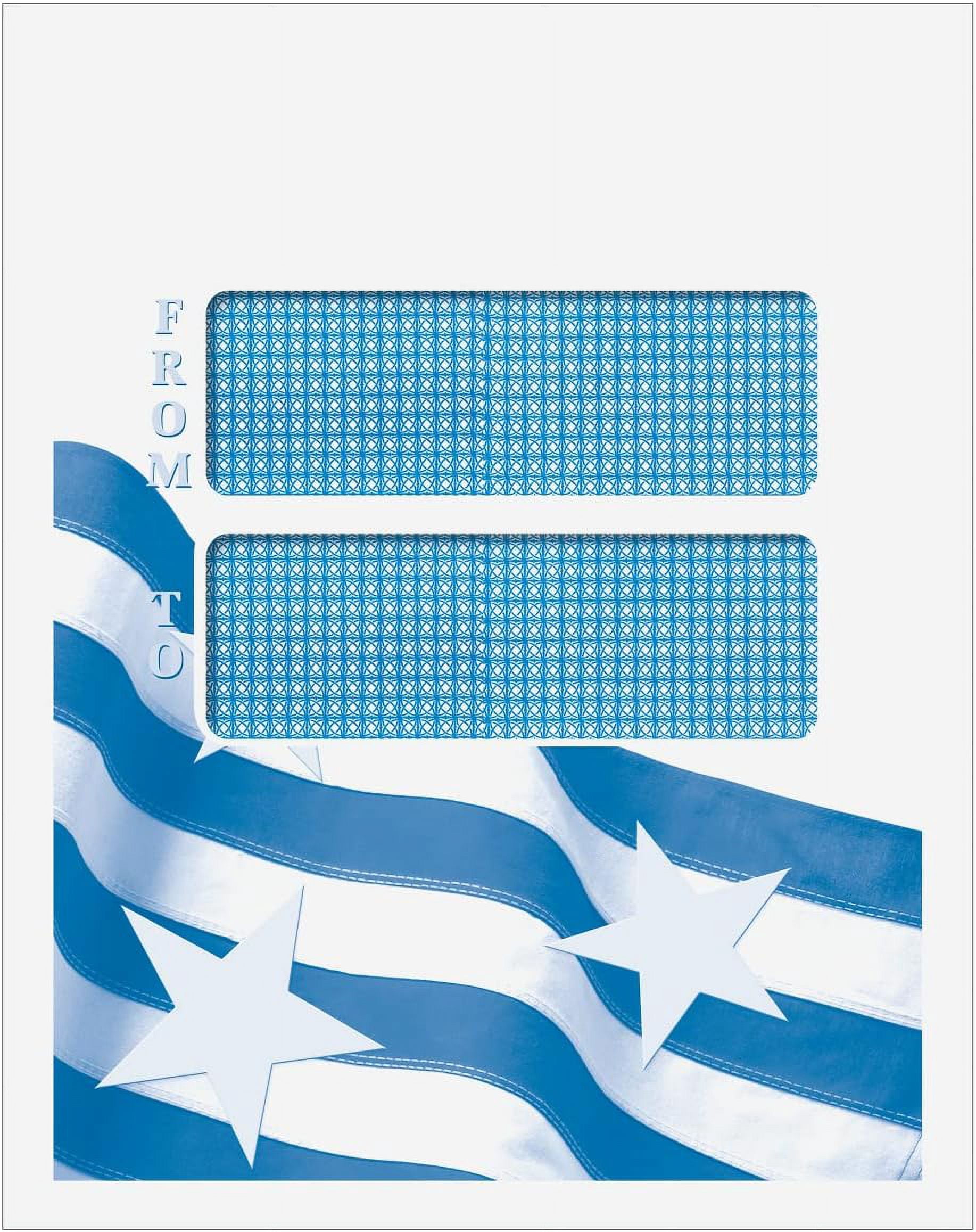 Double Window Patriotic Mailing Envelope, Moisture Seal, 100/Pk