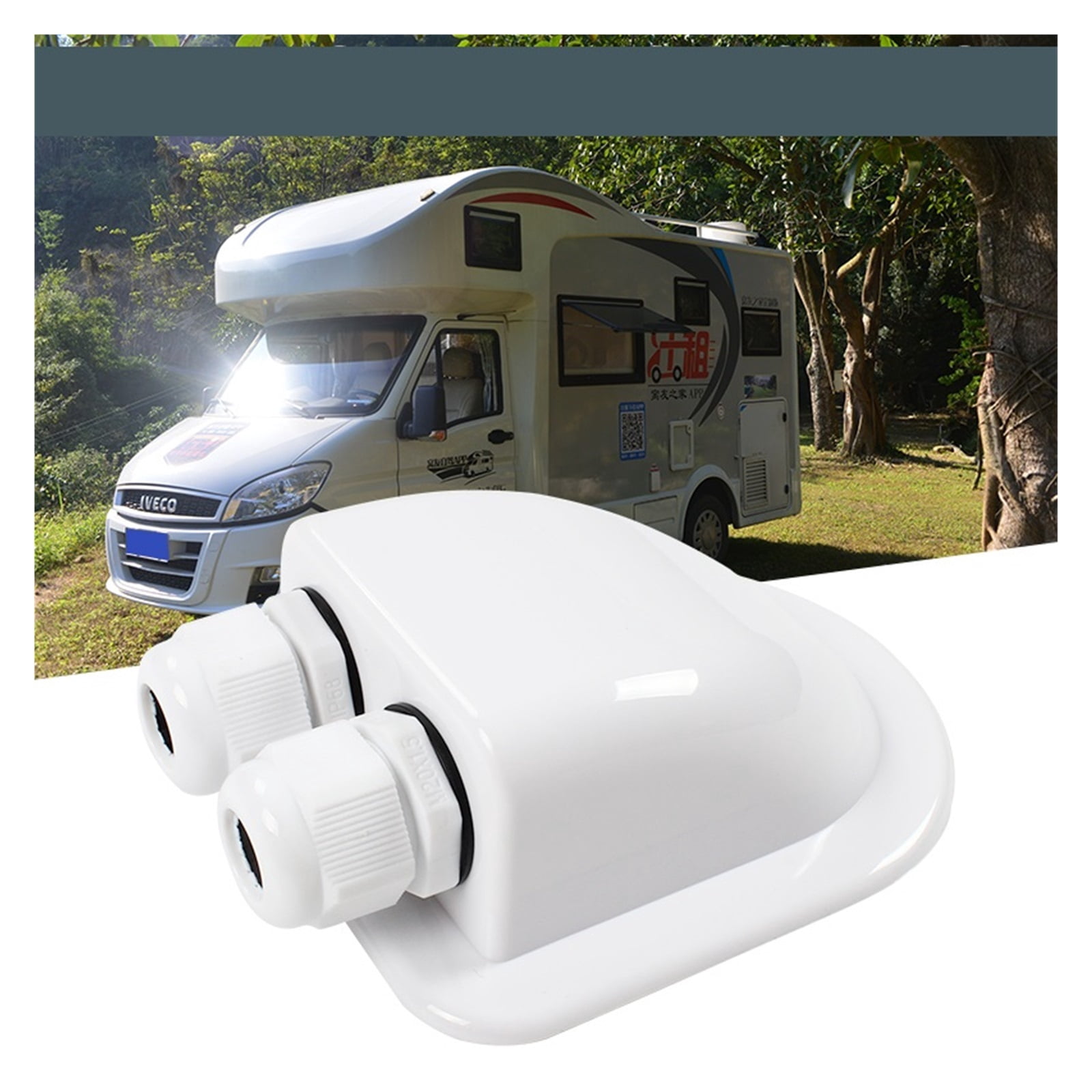 Double Wire Entry Gland Box Solar Panel Roof Wire Entry Gland Box Cable Motorhome White Double Hole RV Yacht Car Accessories ,Easy to Use
