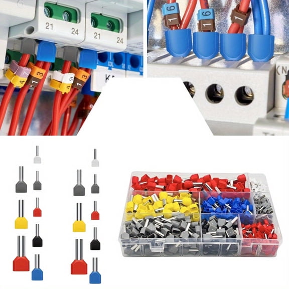 Double Wire Ferrule Kit 8-22 AWG, 750Pcs Dual Bootlace Ferrule Kit Wire Ferrules Twin Ferrules Connectors Wire Terminal Connector, Insulated Cord Pin End Terminal Great Assortment Ferrules Kit