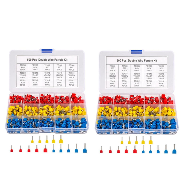 Double Wire Ferrules Kit, 1000Pcs Ferrule Terminals, Insulated Crimp ...