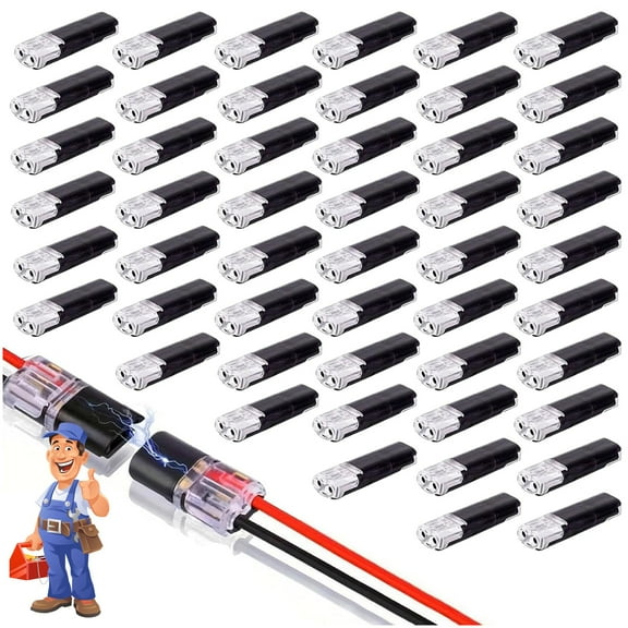 Double Wire Lock-Grip Connector, 2-Pin Solderless WireConnector – Compact Plug for Led Strips, Double Wire Plug in Connector for Automotive, DIY Projects
