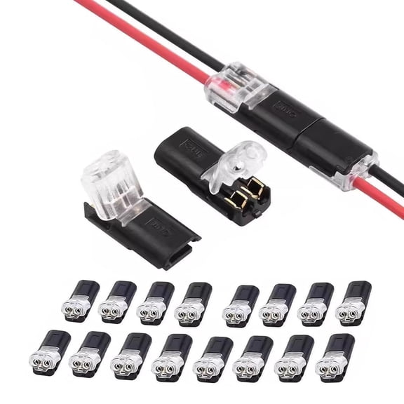 Double Wire Lock-Grip Connector, Multi Purpose Snap on Blocks, 2 Pin Spring Wire Connector Low Voltage Wire Connector for Strip Lights DIY Crafting, No Wire Stripping Cutting