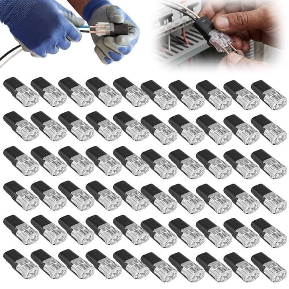 Double Wire Plug in Connector with Locking Buckle – Quick Connect Low Voltage Wire Connector, No Stripping Cutting, for LED Light Strips, 22-18 AWG (40/60/100Pcs)