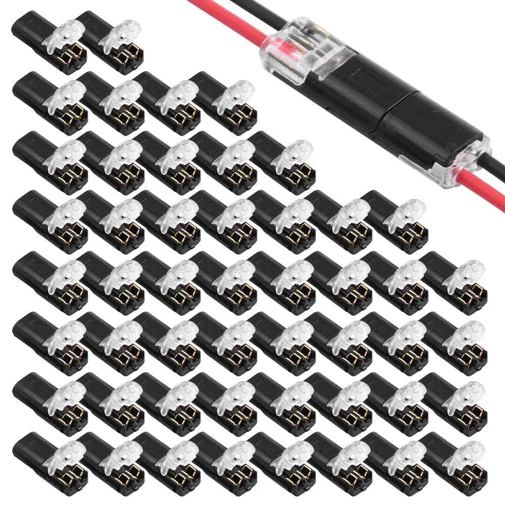 Double Wire Plug in Connector, Quick Connect Wire Connectors Push-in Snap On Electrical Connectors with Locking Buckle for LED Strip Lights DIY Wiring Low Voltage Projects