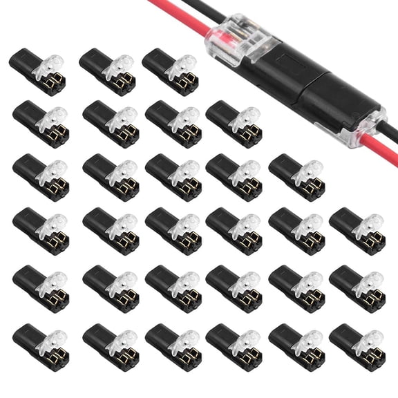 Double Wire Plug in Connector, Quick Connect Wire Connectors Push-in Snap On Electrical Connectors with Locking Buckle for LED Strip Lights DIY Wiring Low Voltage Projects