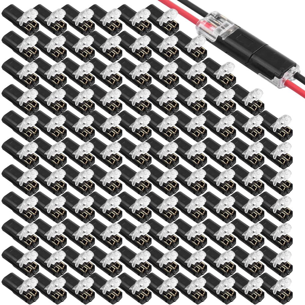 Double Wire Plug in Connector, Quick Connect Wire Connectors Push-in Snap On Electrical Connectors with Locking Buckle for LED Strip Lights DIY Wiring Low Voltage Projects