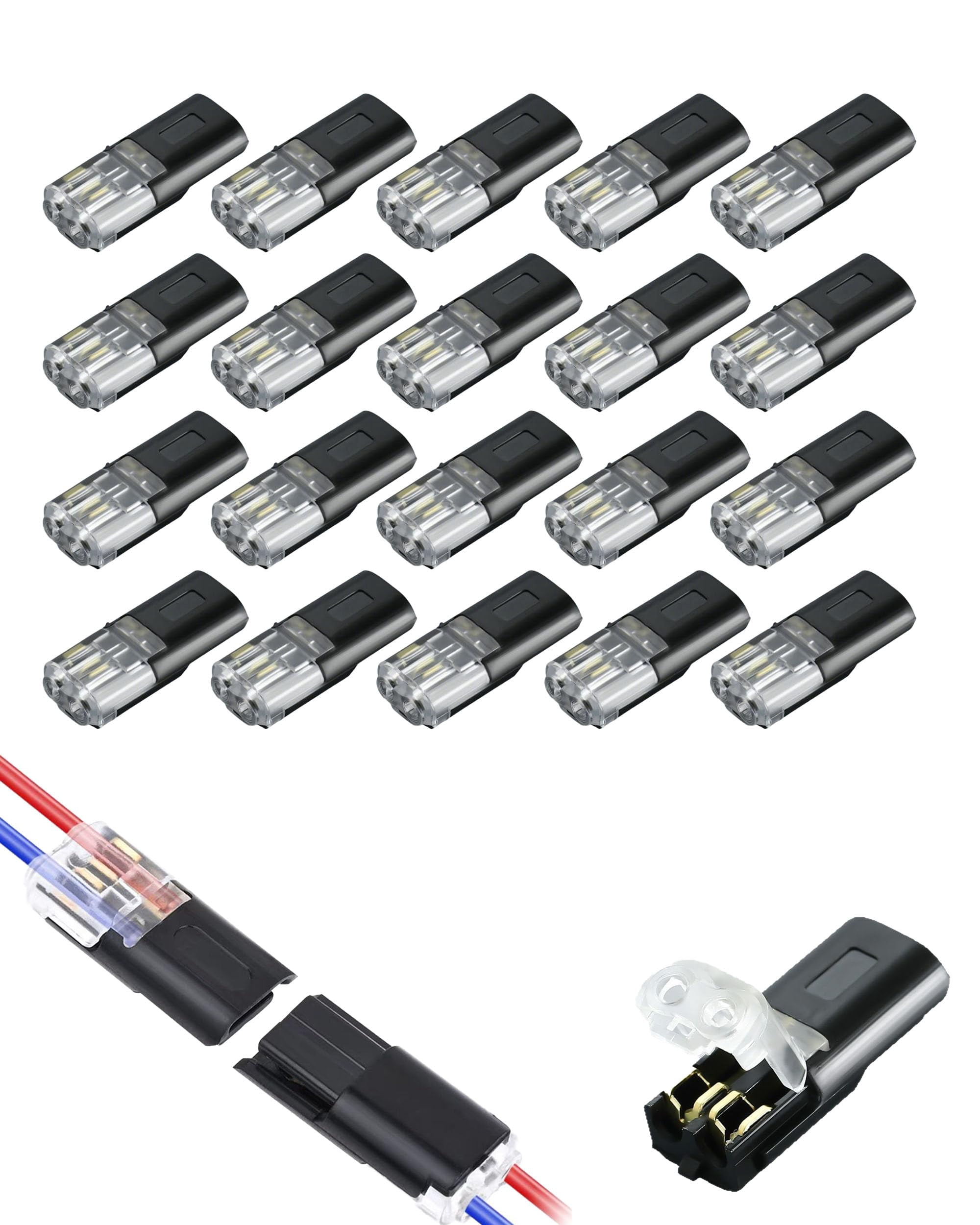 Double Wire Plug in Connector, 2-Pin Quick Splicing Terminal with ...