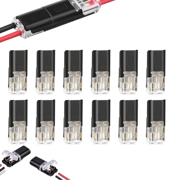 Double-Wire Plug-in Connector with Locking Buckle,Multi-Purpose Snap-On Blocks,New Quick-Clip Fasteners Multi-Purpose Snap-On Blocks for Strip Lights DIY Crafting,Low-Voltage Decor & Model Kits(30PCS