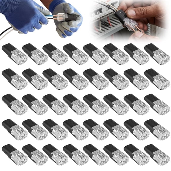 Double Wire Plug in Connector Locking Quick Splice Terminal, Tool-Free Electrical Crimp Connectors for Emergency Repairs Automotive and Home Wiring