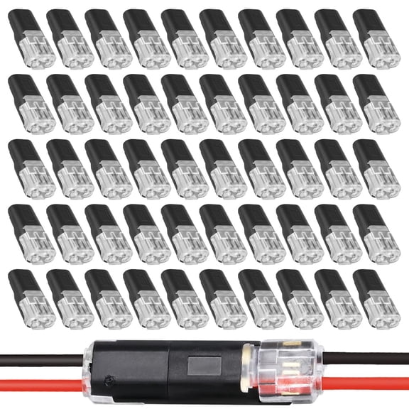 Double Wire Plug in Connector with Locking Buckle, Flame Retardant Quick Splice Connectors for Home Automotive Wiring, Tool-Free No Stripping
