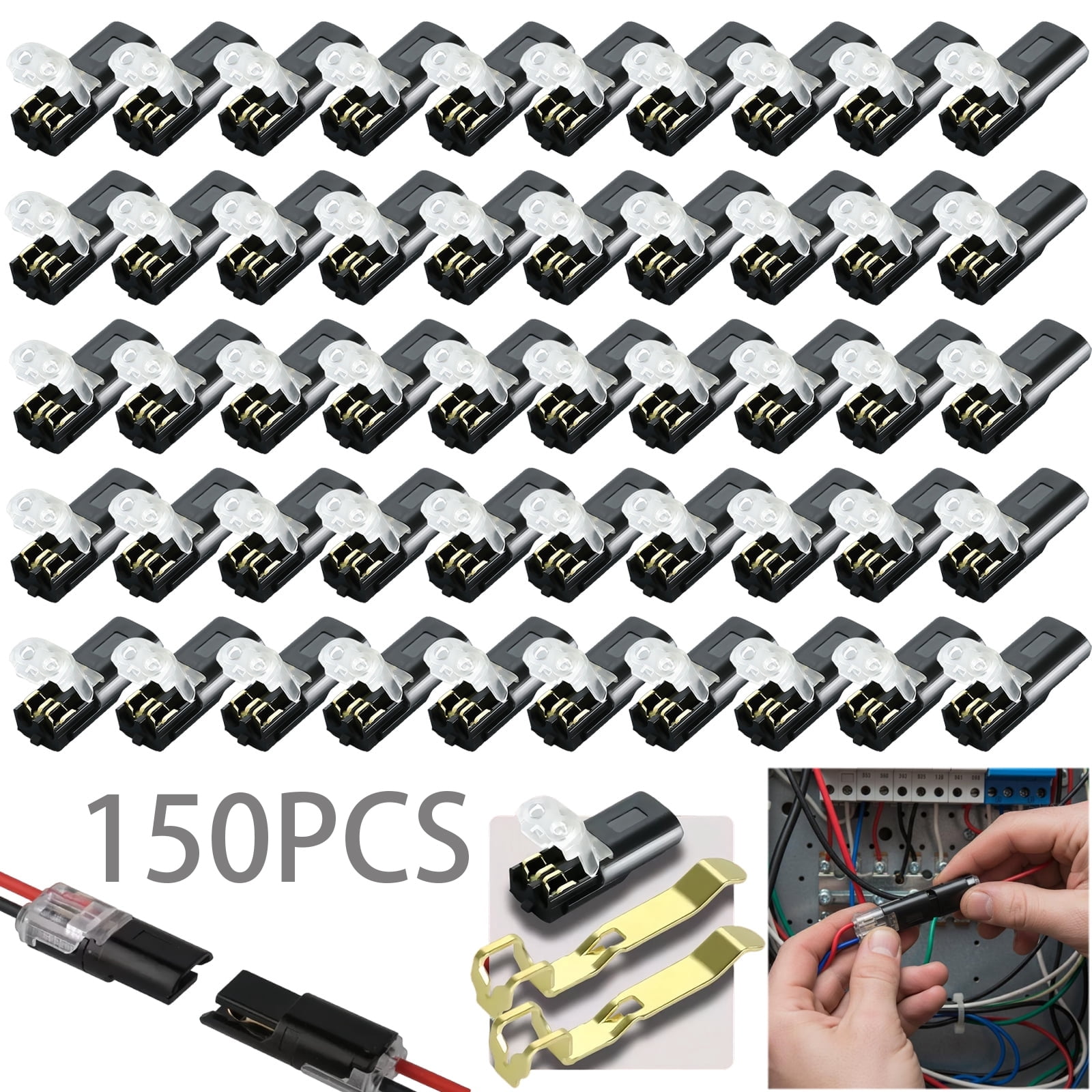 Double-Wire Push-In Connector with Locking Buckle, Quick Connect Wire ...