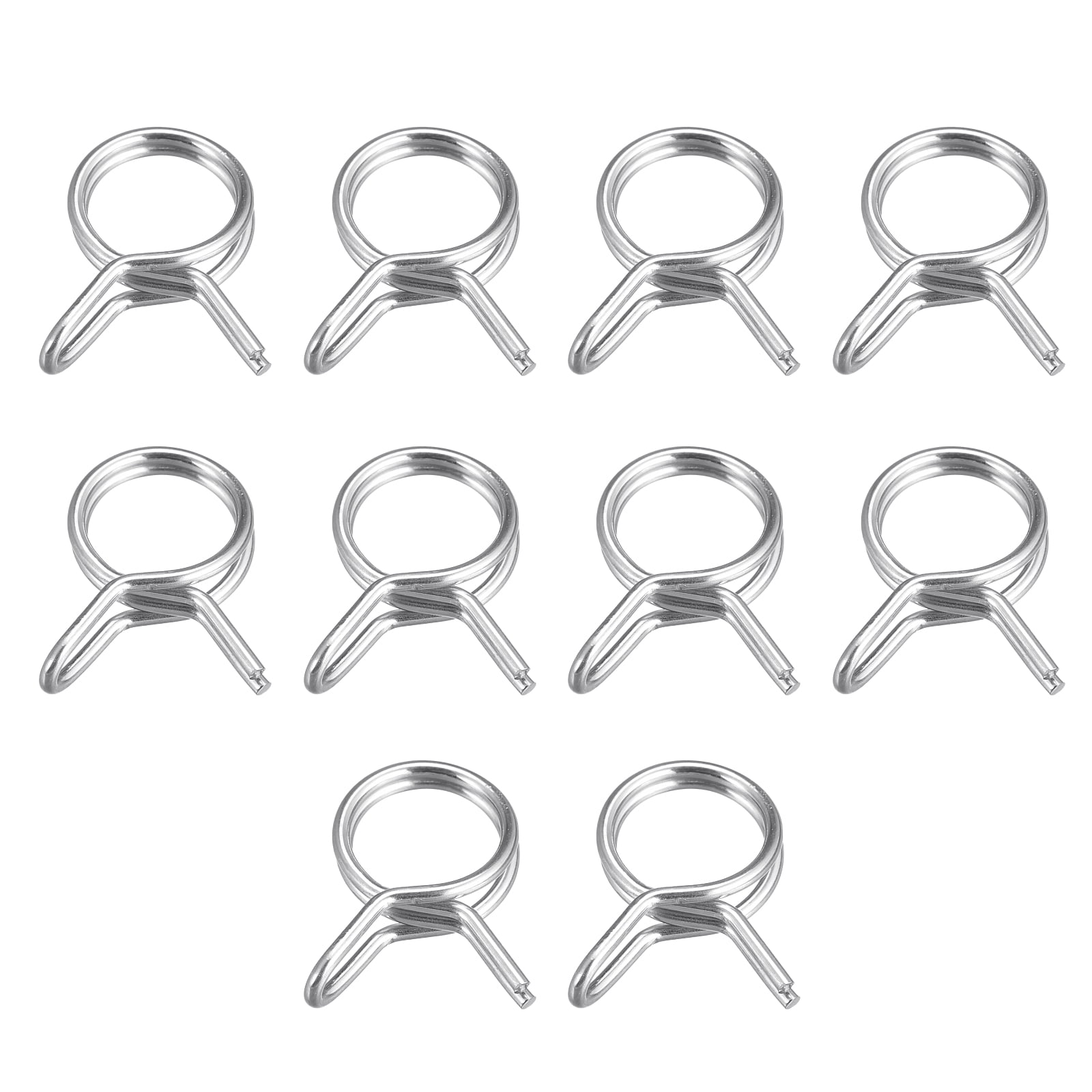 Double Wire Spring Hose Clamp, 304 Stainless Steel 12mm Fuel Line Silicone  Tube Spring Clips, 10 Pack