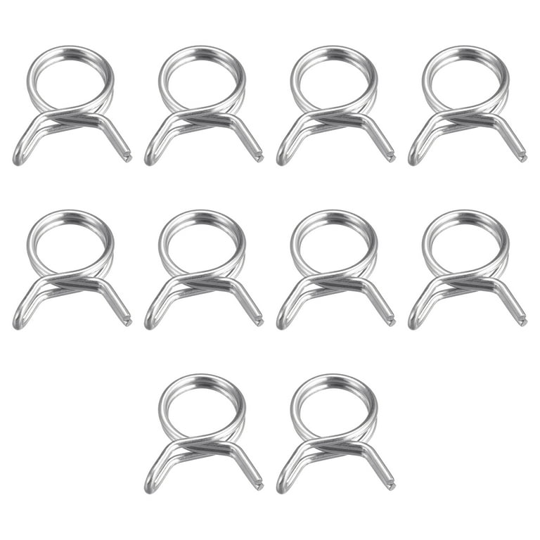 Double Wire Spring Hose Clamp, 304 Stainless Steel 12mm Fuel Line Silicone  Tube Spring Clips, 10 Pack
