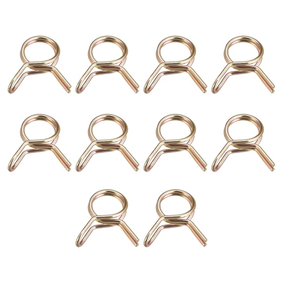 Double Wire Spring Hose Clamp, 65Mn Steel 6mm Fuel Line Silicone Tube Spring Clips, Color Zinc Plated, 10 Pack