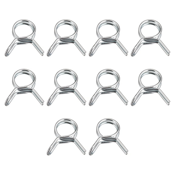 Double Wire Spring Hose Clamp, 65Mn Steel 6mm Fuel Line Silicone Tube Spring Clips, Silver Tone, 20 Pack