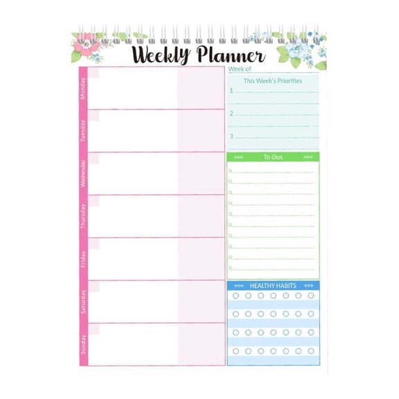 Double Wire Weekly Planning Notepad, Undated Tear-Off Task Organizer with Lined Layout, Productivity Pad for Office Desks and Youngster Study Schedules