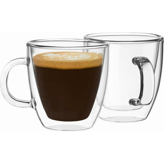 Double Wll Insulted Glsses Espresso Cups (Set of 2) - 5.4-Ounce Mugs