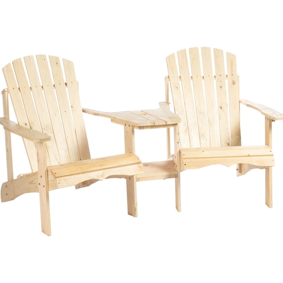 Double Wooden Chair Ensemble, Fire Pit Chairs With Rustic Look & Umbrella Hole, Deck Lawn Pool Chairs, Construction Two Assembly, Patio Built-in Storage Seating, Practical