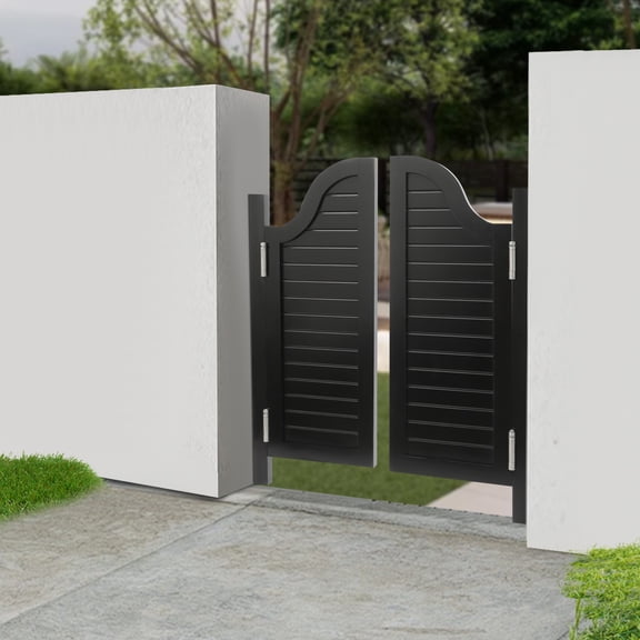 Double Wooden Swing Door, 31.5" x 35.4" Black  180 DoubleAction  with Frame & 4 Hinges  for Cafe, Bar, Salon, Kitchen  Solid Pine