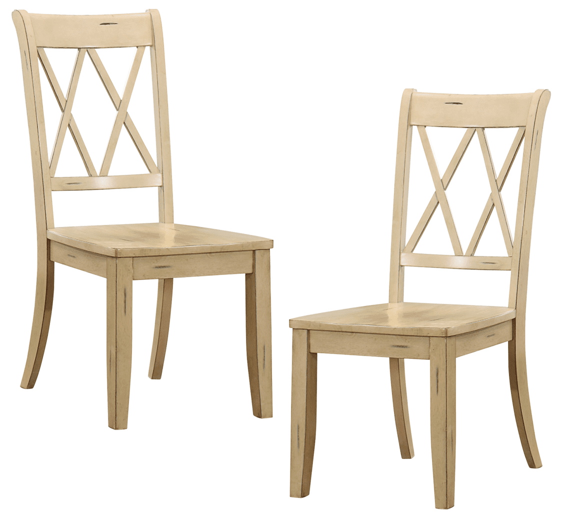 Double-X-Back Dining Chairs Set of 2, Transitional Bistro Style Side ...