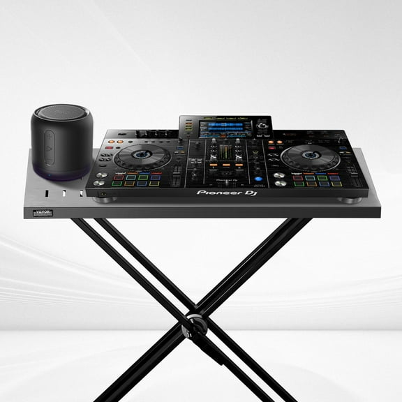 Double-X Braced DJ Table, Height Adjustable & Portable, Perfect for Keyboard Stand Setup