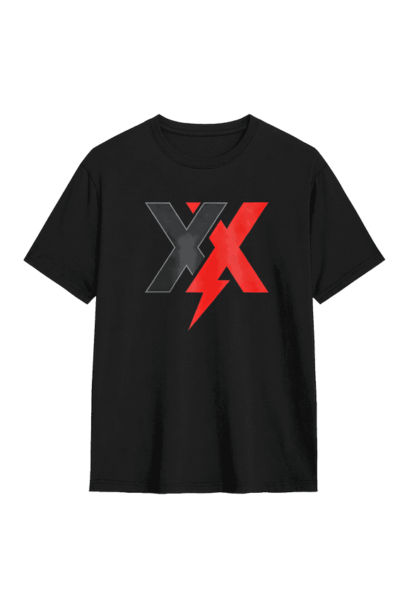 Double X Lightning Bolt Symbol Graphic Tee for Men and Women Modern Minimalist Grunge Cotton Short Sleeve T Shirt