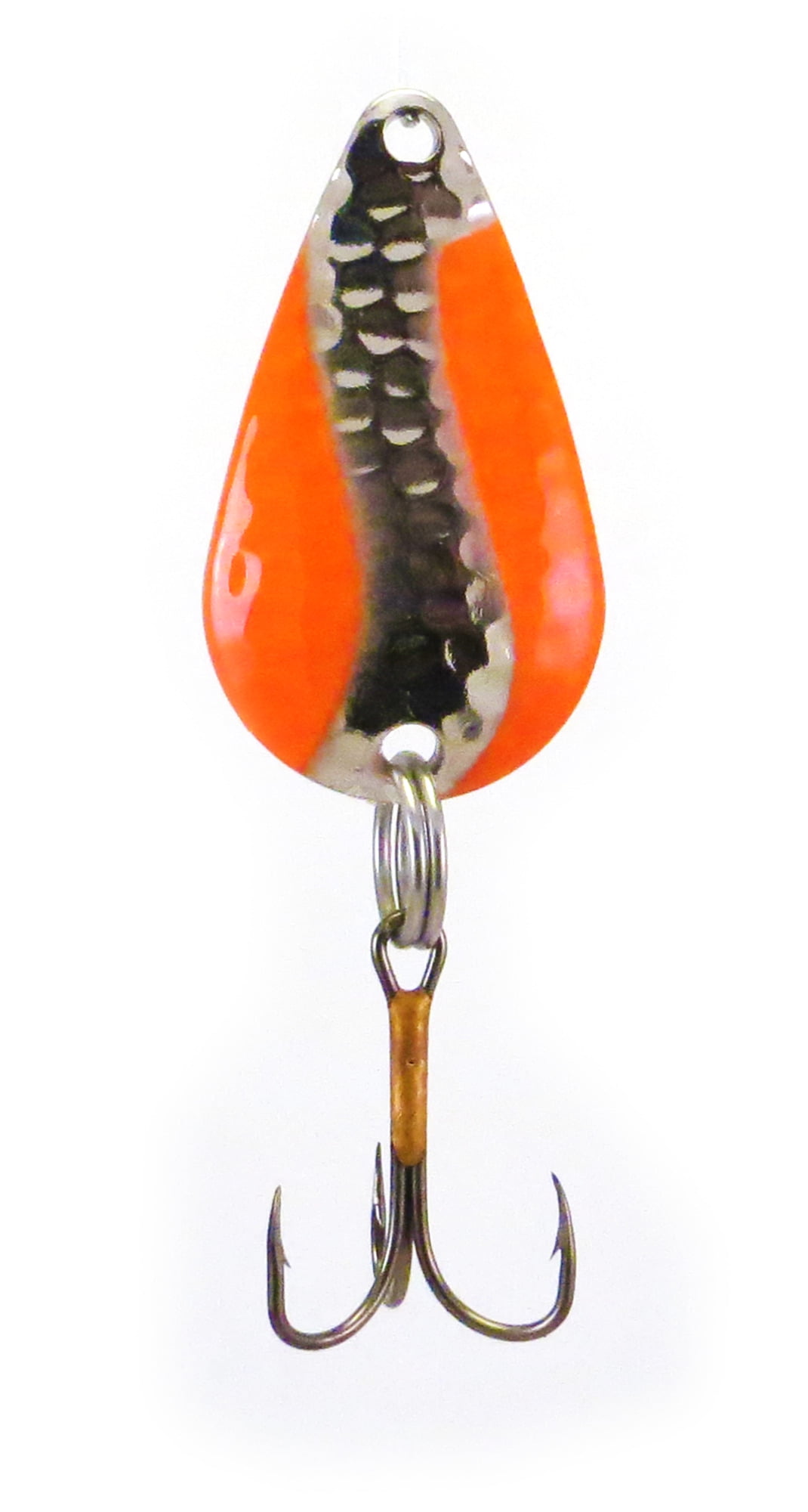 Double X Tackle Potogold Bass & Trout Spoon Fishing Lure, Hammered Nickel/Fluorescent Orange