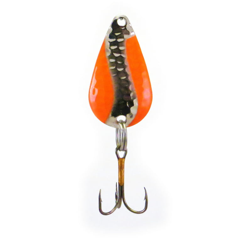 Double X Tackle Pot-o-gold Bass & Trout Spoon Fishing Lure, Hammered  Nickel/Fluorescent Orange Outside, 1/2 oz., Fishing Spoons