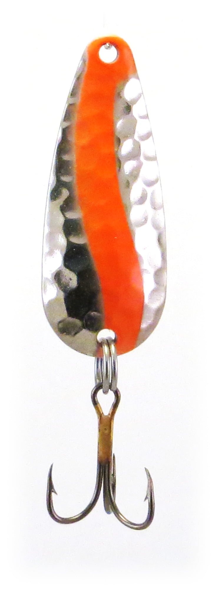 Double X Tackle Pot-o-gold Bass & Trout Spoon Fishing Lure, Hammered Nickel/Fluorescent Red Spots, 1/4 oz., Fishing Spoons