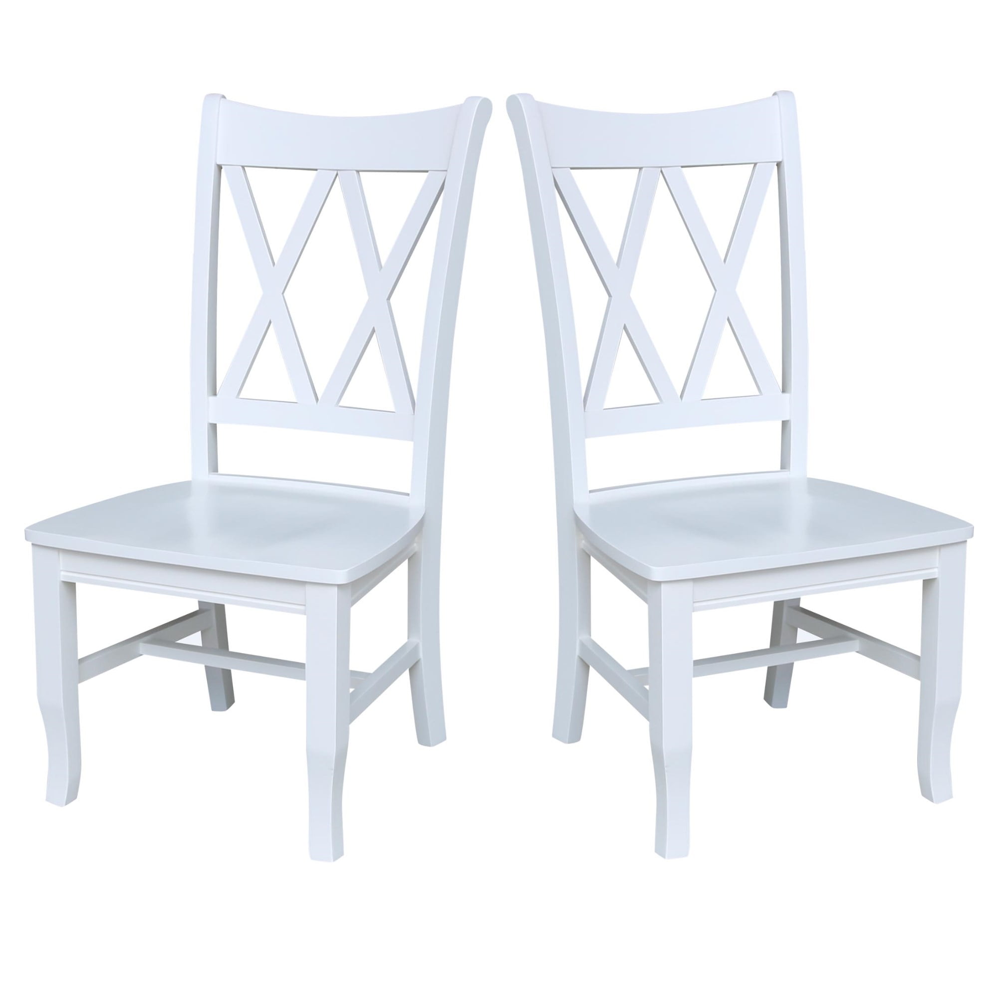 White High Cross Back Wood Side Chair Set