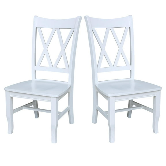 Double XX Solid Wood Chairs in White- Set of 2