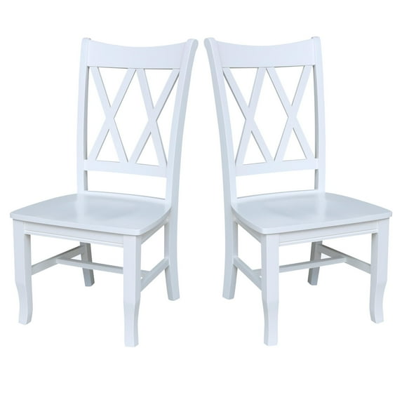 Double XX Solid Wood Chairs in White- Set of 2