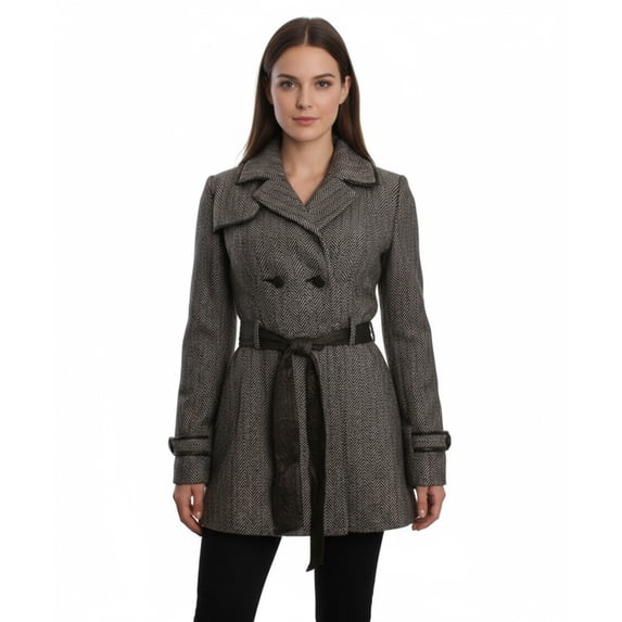 Double Zero Double Breasted A-Line Coat, Coffee