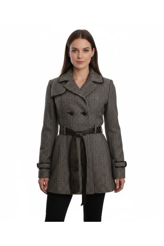 Double Breasted A-Line Coat, Coffee